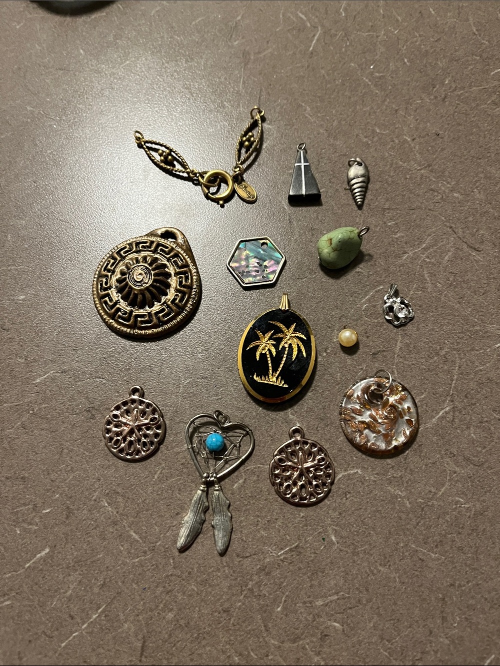 Mixed Jewelry Charm Lot - Gold, Silver, Turquoise, Black & Green Accents